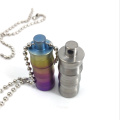 Titanium Mini Pill Holder with Keychain or Necklace